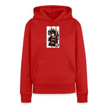 Neko Nachtkatze Shirt - Frauen Premium Bio Hoodie - Rot - Vorne - Julia (174cm)