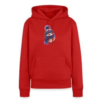 Wintervogel mit Schal - Frauen Premium Bio Hoodie - Rot - Vorne - Julia (174cm)