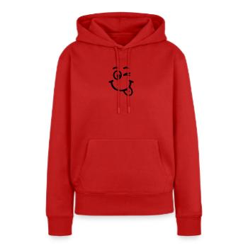 smiley rire clin d'oeil visage - Sweat à capuche Premium bio Femme - rouge - Devant - Julia (174cm)