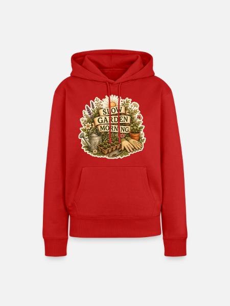 SLOW GARDEN MORNING - Frauen Premium Bio Hoodie - Rot