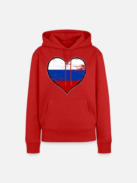 Russland Herzflagge used - Frauen Premium Bio Hoodie - Rot