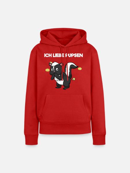 Ich Liebe Pupsen Stinktier Lustig Furzen Spruch - Frauen Premium Bio Hoodie - Rot