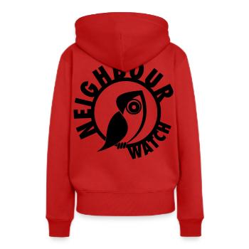 Surveillance des voisins – Urban Owl Surveillance Club - Sweat à capuche Premium bio Femme - rouge - Dos - Julia (174cm)