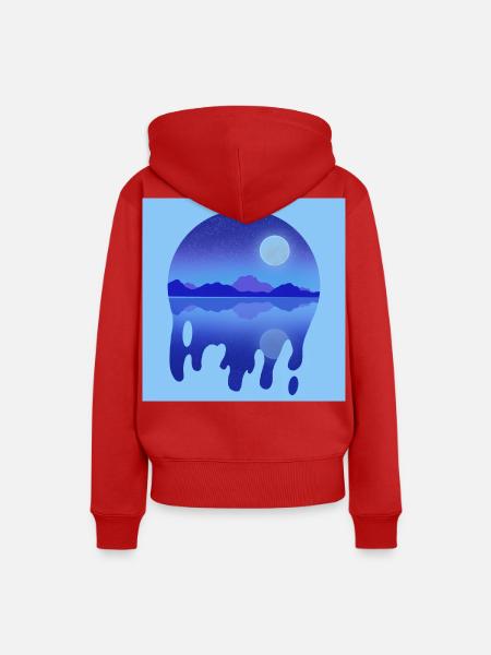 Nächtlicher See - Frauen Premium Bio Hoodie - Rot