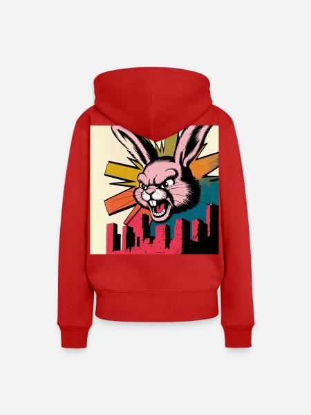 Evil Bunny Rampage - Frauen Premium Bio Hoodie - Rot