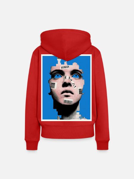 HUMAN - verloren in der digitalen Welt - Frauen Premium Bio Hoodie - Rot