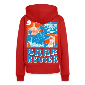Saarland. Saarland Shirt – Saar Revier Design - Frauen Premium Bio Hoodie - Rot - Hinten - Julia (174cm)