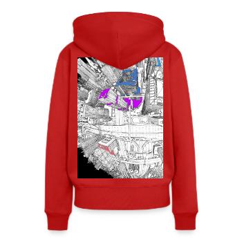 Gratte-ciel œil de poisson - Sweat à capuche Premium bio Femme - rouge - Dos - Julia (174cm)