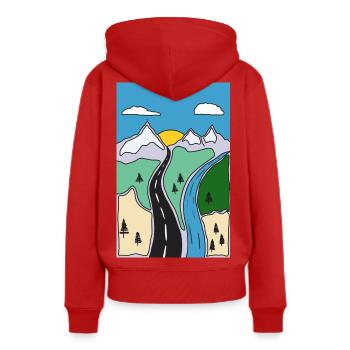 Paysage de la Mountain River - Sweat à capuche Premium bio Femme - rouge - Dos - Julia (174cm)