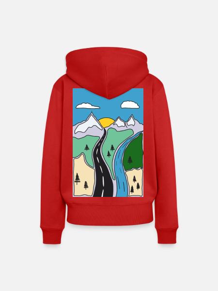 Gebirgsfluss Landschaft - Frauen Premium Bio Hoodie - Rot