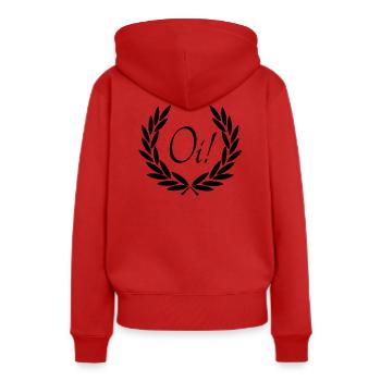 Oi! - Sweat à capuche Premium bio Femme - rouge - Dos - Julia (174cm)