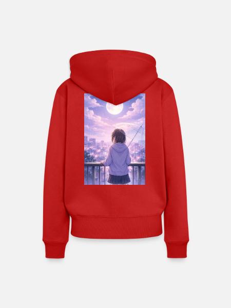 Luna Urban Im Regen - Frauen Premium Bio Hoodie - Rot