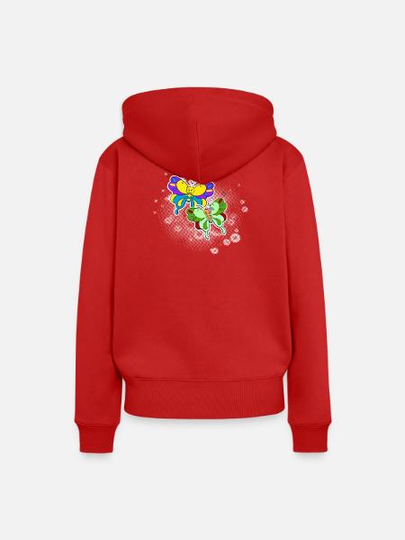 Zwei Schmetterlinge mit Pixelwolke - Frauen Premium Bio Hoodie - Rot