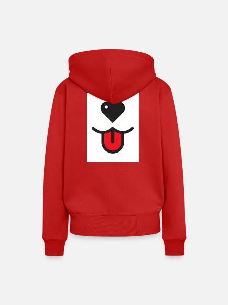 Hundegesicht mit Herz - Frauen Premium Bio Hoodie - Rot