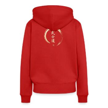 Bushido Enso Samurai-Zeichen - Frauen Premium Bio Hoodie - Rot - Hinten - Julia (174cm)