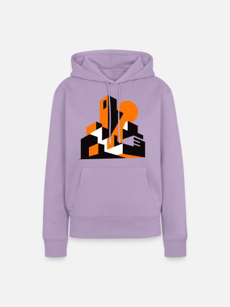 Geometrische Stadtsilhouette Orange - Frauen Premium Bio Hoodie - Lavendel