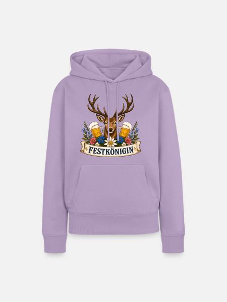 Festkönigin Hirsch Bier Hirschgeweih - Frauen Premium Bio Hoodie - Lavendel