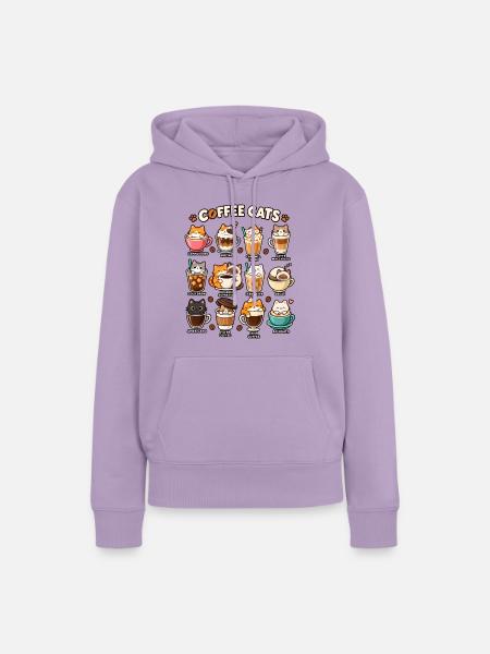 Katzenkaffee Kollektion: Kaffeekatzen - Frauen Premium Bio Hoodie - Lavendel