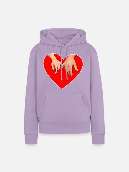 Händehalten Herz - Frauen Premium Bio Hoodie - Lavendel