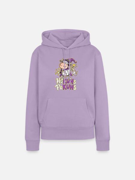 Hokuhs Pokuhs Kuh Hexe Magie Bauernhof Tierhumor - Frauen Premium Bio Hoodie - Lavendel
