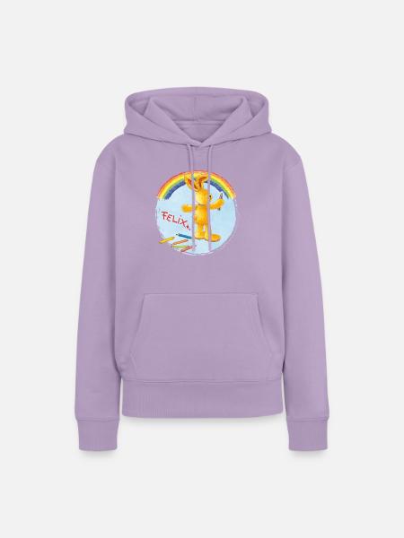 Felix der Hase malt Regenbogen - Frauen Premium Bio Hoodie - Lavendel