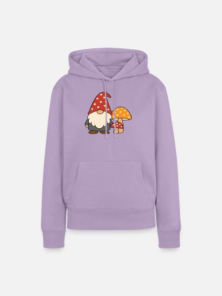 Herbstlicher Gartenzwerg-Wichtel mit Pilzen Motiv - Frauen Premium Bio Hoodie - Lavendel