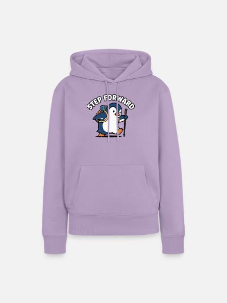 Vorwärts Schritt-Pinguin - Frauen Premium Bio Hoodie - Lavendel