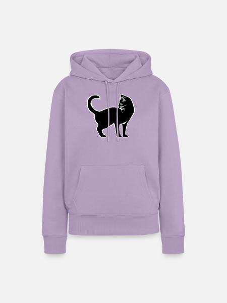 Minimalistische weiße Katzensilhouette - Frauen Premium Bio Hoodie - Lavendel