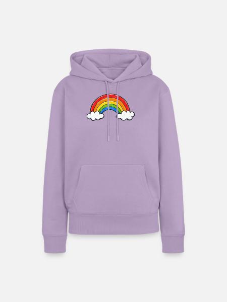Handgezeichneter Regenbogen - Frauen Premium Bio Hoodie - Lavendel
