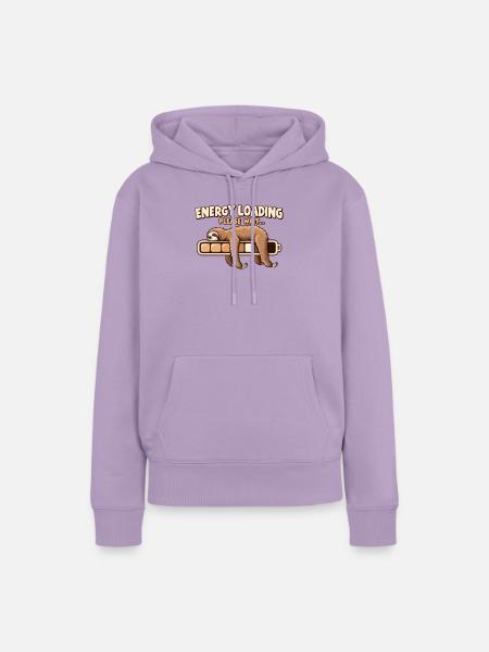 Energy Loading – Lustiges Faultier Akku Design - Frauen Premium Bio Hoodie - Lavendel