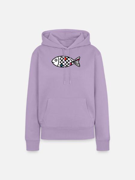Abstrakter Fisch | Modernes Meeresmotiv - Frauen Premium Bio Hoodie - Lavendel