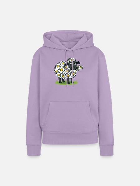 Schäfchen mit Gänseblümchenkranz - Frauen Premium Bio Hoodie - Lavendel