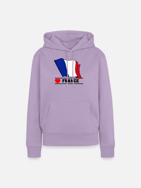 Frankreich Flaggenherz - Frauen Premium Bio Hoodie - Lavendel