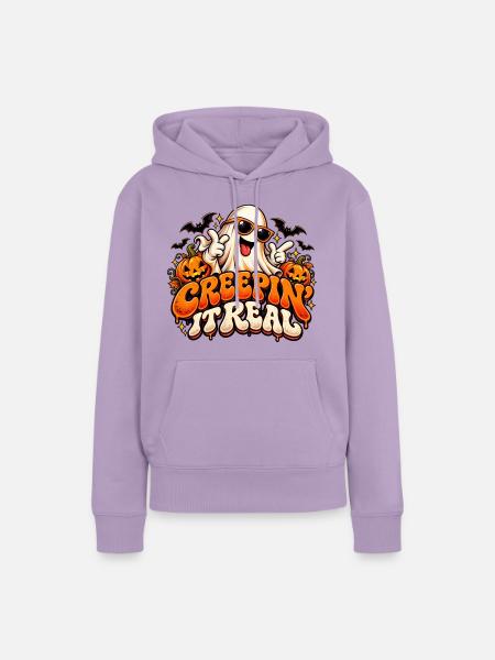 Creepin' It Real | Retro Halloween-Geist - Frauen Premium Bio Hoodie - Lavendel