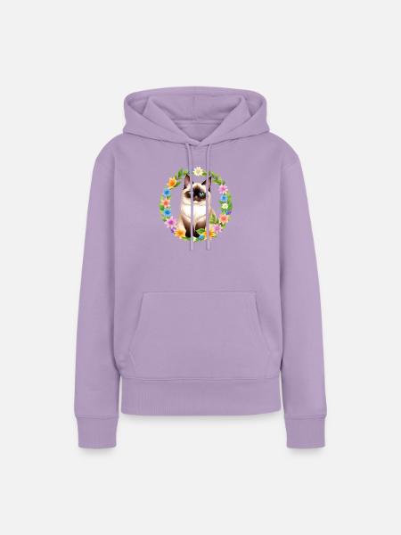 Frühlingserwachende Samtpfote - Frauen Premium Bio Hoodie - Lavendel