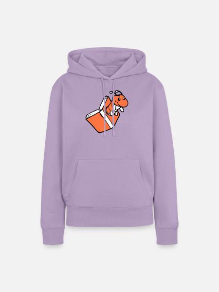 Bücherwurm Raupe Nerd Buch Loch Geek Wurm lesen - Frauen Premium Bio Hoodie - Lavendel