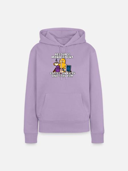 Ressourcenmanagement: Kaffee & Angst - Frauen Premium Bio Hoodie - Lavendel