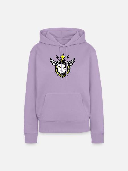Kaffeetasse Gesicht Blitz Gelb Symbol - Frauen Premium Bio Hoodie - Lavendel