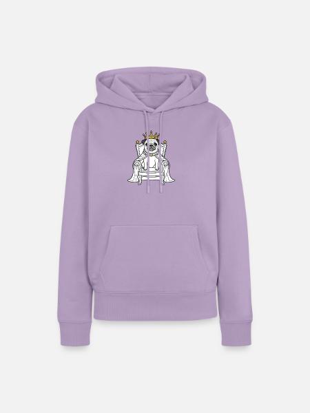 Königlicher Mops auf Thron - Frauen Premium Bio Hoodie - Lavendel