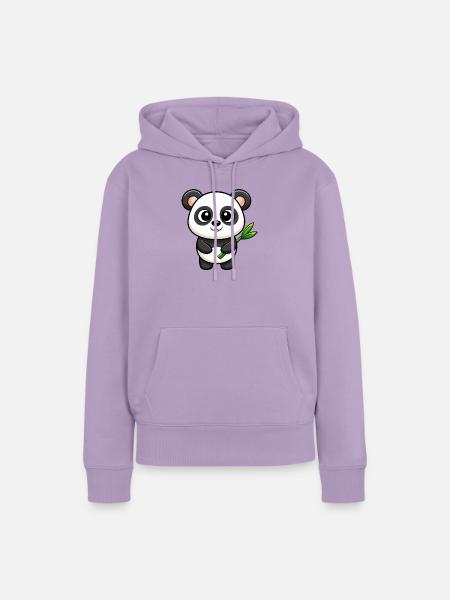 Kawaii-Panda mit Bambus - Frauen Premium Bio Hoodie - Lavendel