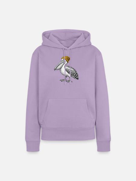 Pelikan mit Strickmütze - Frauen Premium Bio Hoodie - Lavendel