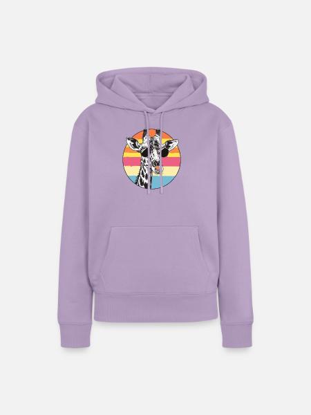 Giraffe Retro Sonnenbrille - Frauen Premium Bio Hoodie - Lavendel