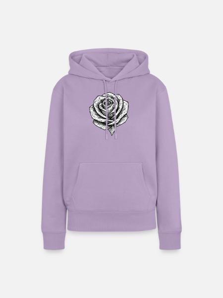 Geometrische Rose Schwarzweiß - Frauen Premium Bio Hoodie - Lavendel