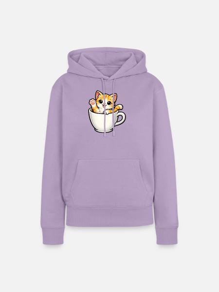 Kätzchen im Becher - Frauen Premium Bio Hoodie - Lavendel