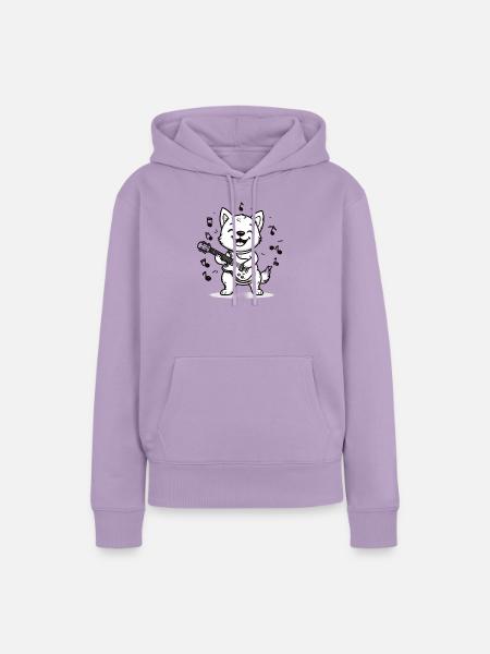 Musikliebender Hund mit Gitarre - Frauen Premium Bio Hoodie - Lavendel