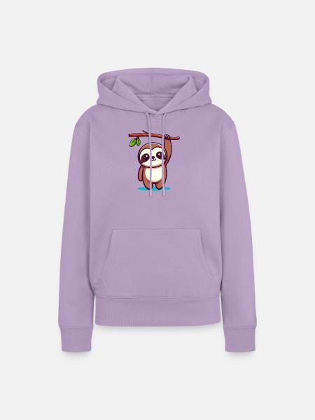 Niedliches Faultier (Chibi-Comic) - Frauen Premium Bio Hoodie - Lavendel