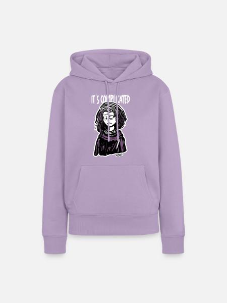 It's Complicated Karikatur Shirt - Frauen Premium Bio Hoodie - Lavendel