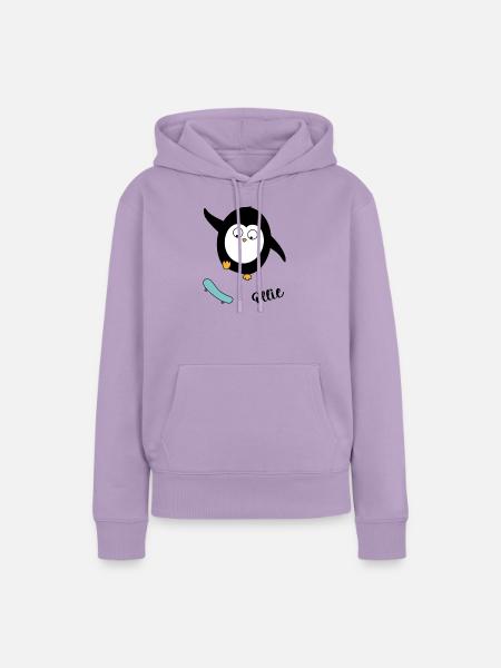 Skater Pinguin - Frauen Premium Bio Hoodie - Lavendel