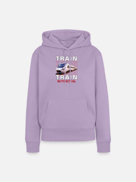 ZUG TRAIN BE PUNCTUAL - Frauen Premium Bio Hoodie - Lavendel