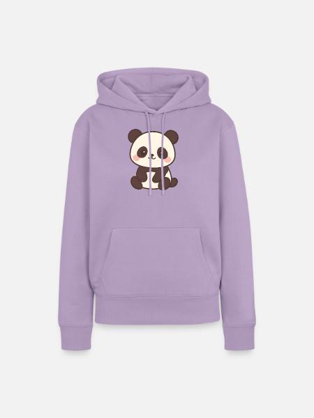 Niedliches Panda Kinderdesign - Frauen Premium Bio Hoodie - Lavendel